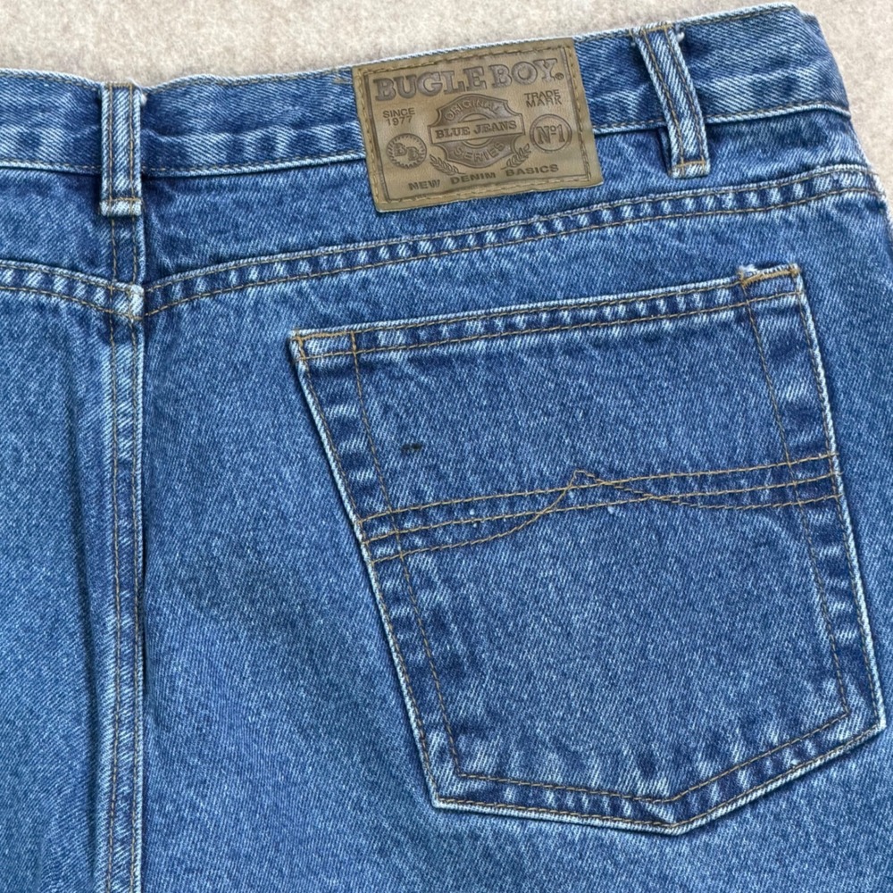 Bugle Boy 750 Mens Blue Jeans 36x30 Straight Leg Medium Wash Vintage Denim 90's
